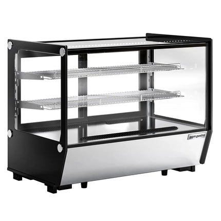 GGM Gastro Countertop refrigerated display case - 160L - 880mm - Double glazing - square - with 2 shelves - rear sliding glass doors