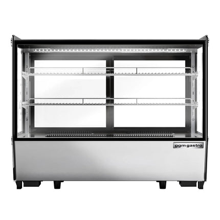 GGM Gastro Countertop refrigerated display case - 160L - 880mm - Double glazing - square - with 2 shelves - rear sliding glass doors