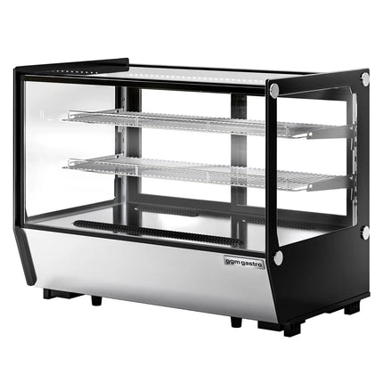 GGM Gastro Countertop refrigerated display case - 160L - 880mm - Double glazing - square - with 2 shelves - rear sliding glass doors