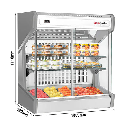 GGM Gastro Countertop refrigerated display case - 220L - 1003mm - Double glazing - with 2 glass shelves - 2 rear sliding glass doors - for 5x GN 1/3