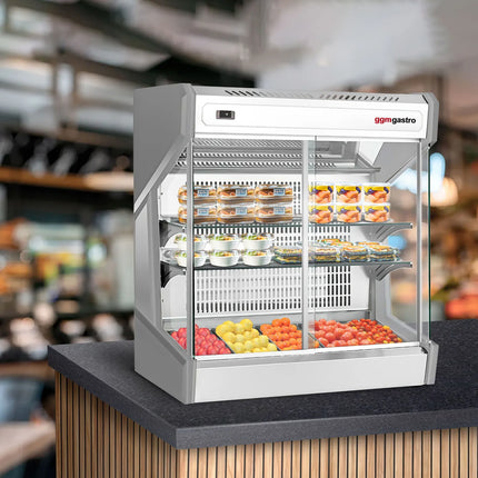 GGM Gastro Countertop refrigerated display case - 220L - 1003mm - Double glazing - with 2 glass shelves - 2 rear sliding glass doors - for 5x GN 1/3