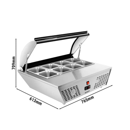 GGM Gastro Countertop refrigerated display case - 67L - 765mm - Double glazing - square - for 8x GN 1/6 or 4x GN 1/3