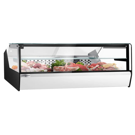 GGM Gastro Countertop refrigerated display case - 870mm - front sliding plexiglass doors - for fish & meat - for up to 3x GN 1/1