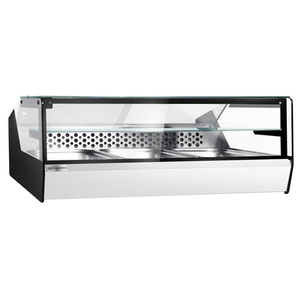 GGM Gastro Countertop refrigerated display case - 870mm - front sliding plexiglass doors - for fish & meat - for up to 3x GN 1/1