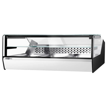 GGM Gastro Countertop refrigerated display case - 870mm - front sliding plexiglass doors - for fish & meat - for up to 3x GN 1/1