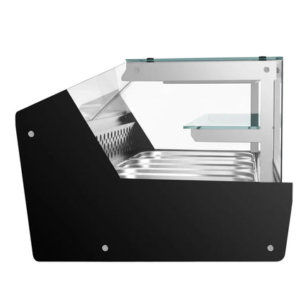 GGM Gastro Countertop refrigerated display case - 870mm - front sliding plexiglass doors - for fish & meat - for up to 3x GN 1/1