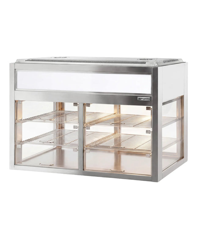 GGM Gastro Countertop refrigerated display case Self-Service - 350L - 1400mm - Double glazing - square - with 2 shelves - rear sliding doors