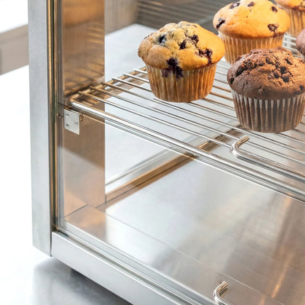 GGM Gastro Countertop refrigerated display case Self-Service - 350L - 1400mm - Double glazing - square - with 2 shelves - rear sliding doors