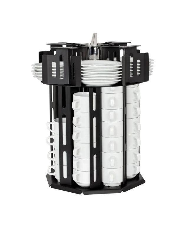 GGM Gastro Cup & Saucer Dispenser - rotating - Black - Stainless Steel - Countertop Version