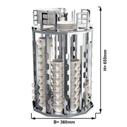 GGM Gastro Cup & Saucer Dispenser - rotating - Stainless Steel - Countertop Version