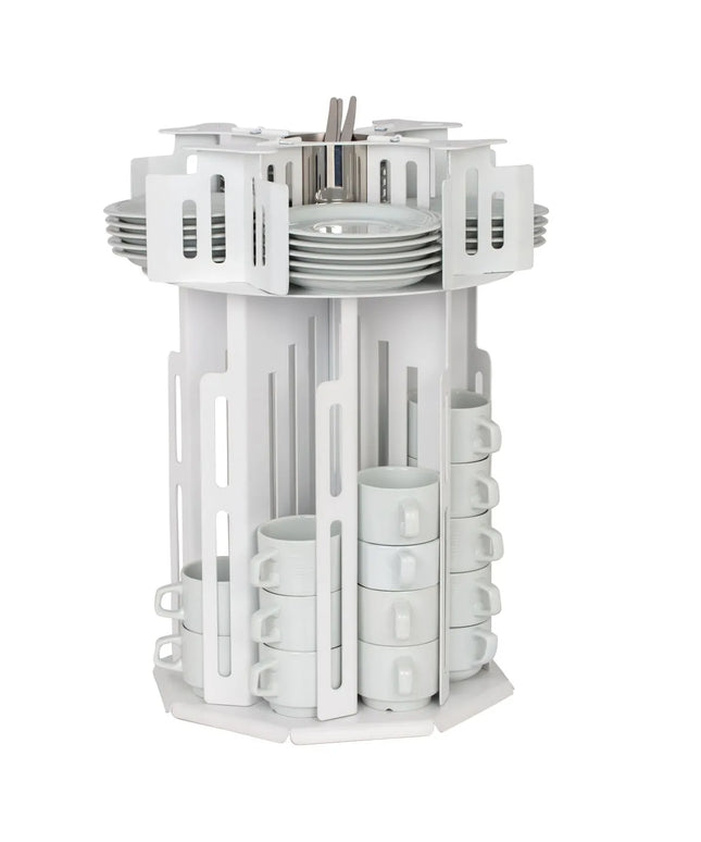 GGM Gastro Cup & Saucer Dispenser - rotating - White - Stainless Steel