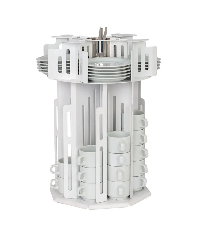 GGM Gastro Cup & Saucer Dispenser - rotating - White - Stainless Steel
