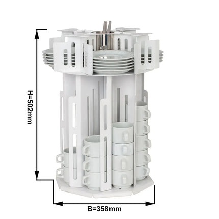 GGM Gastro Cup & Saucer Dispenser - rotating - White - Stainless Steel