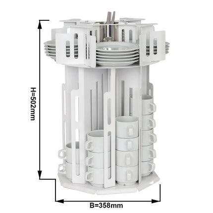 GGM Gastro Cup & Saucer Dispenser - rotating - White - Stainless Steel