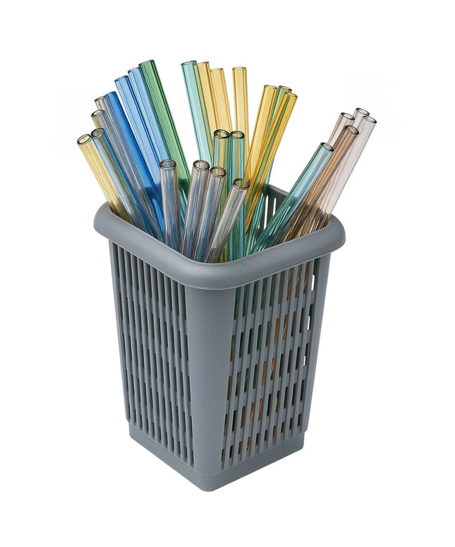 GGM Gastro Cutlery Basket - 105x105x140mm - Grey - for up to 50 glass drinking straws