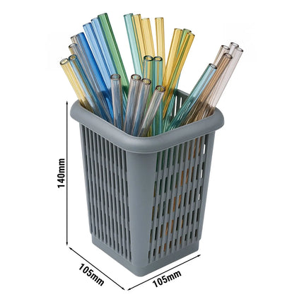GGM Gastro Cutlery Basket - 105x105x140mm - Grey - for up to 50 glass drinking straws