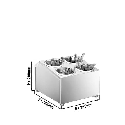 GGM Gastro Cutlery Cylinder Holder - 265x305mm - Height: 200mm - Stainless steel - for 4 cutlery holders