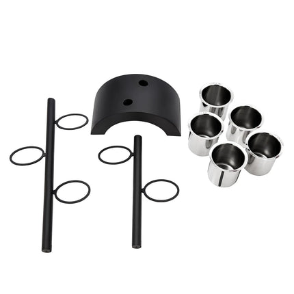 GGM Gastro Cutlery Cylinder Holder - 360x200mm - Height: 590mm - Stainless steel - incl. 5 stainless steel holders - removable cutlery container - Black
