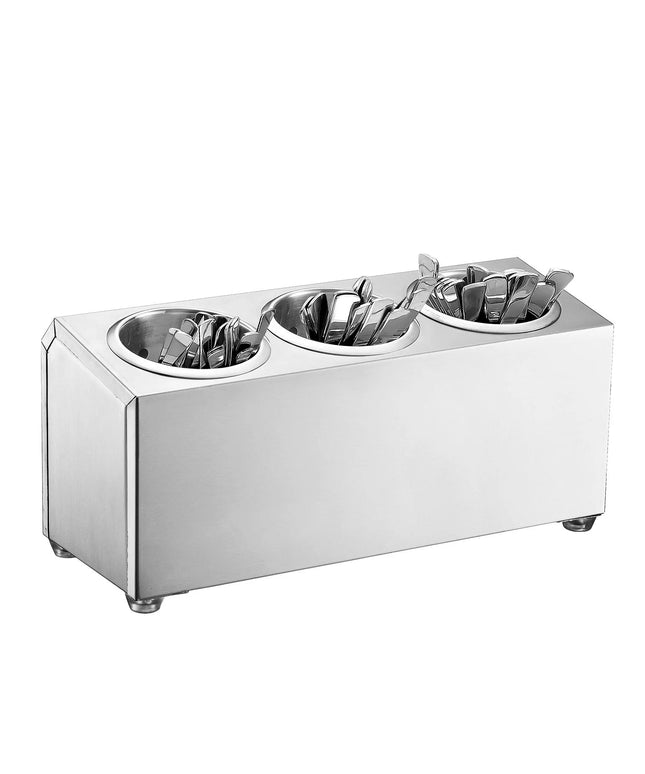 GGM Gastro Cutlery Cylinder Holder - 385x150mm - Height: 180mm - Stainless steel - for 3 cutlery holders