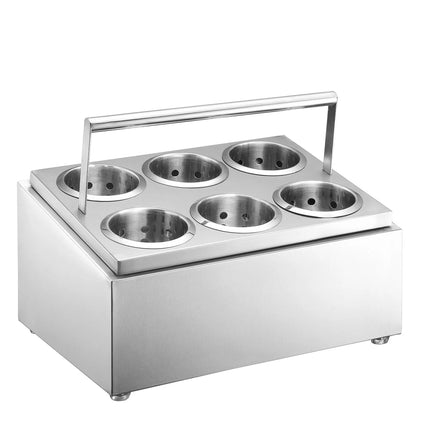 GGM Gastro Cutlery Cylinder Holder - 385x305mm - Height: 200mm - Stainless steel - for 6 cutlery holders - with carry handle