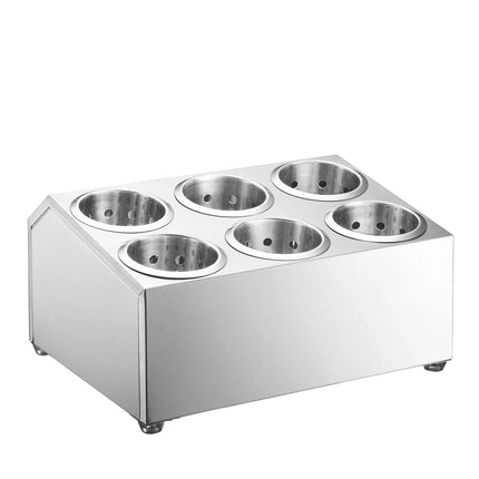 GGM Gastro Cutlery Cylinder Holder - 385x305mm - Height: 200mm - Stainless steel - with 6 containers - for 6 cutlery holders - incl. 6 stainless steel holders