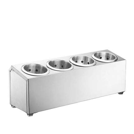 GGM Gastro Cutlery Cylinder Holder - 505x150mm - Height: 180mm - Stainless steel - for 4 cutlery holders - incl. 4 stainless steel holders