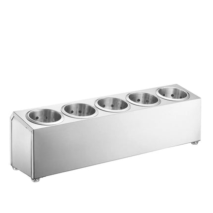 GGM Gastro Cutlery Cylinder Holder - 630x150mm - Height: 180mm - Stainless steel - for 5 cutlery holders