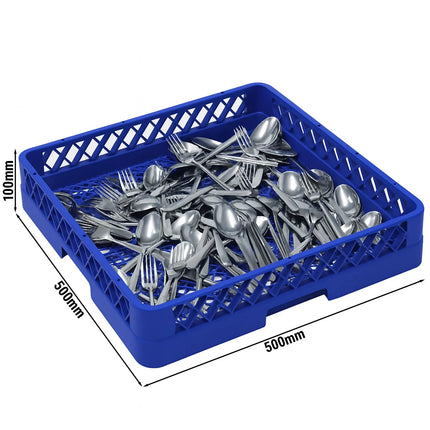 GGM Gastro Cutlery Dishwasher Rack - 500x500mm - Blue - for commercial cutlery