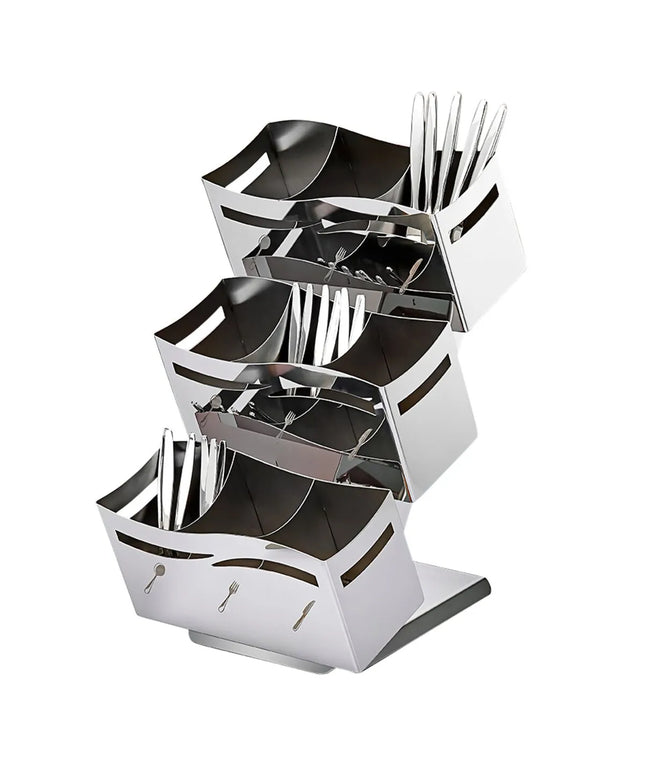 GGM Gastro Cutlery Pot Holder - 230x350mm - Height: 515mm - Stainless steel - with 3x 3 shelves - with 9 compartments