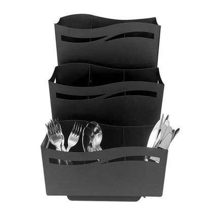 GGM Gastro Cutlery Pot Holder - Stainless steel - with 3x 3 shelves - Black