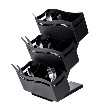 GGM Gastro Cutlery Pot Holder - Stainless steel - with 3x 3 shelves - Black