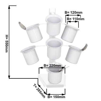 GGM Gastro Cutlery Tray - Ø 100mm - Stainless steel - with 7 compartments - White