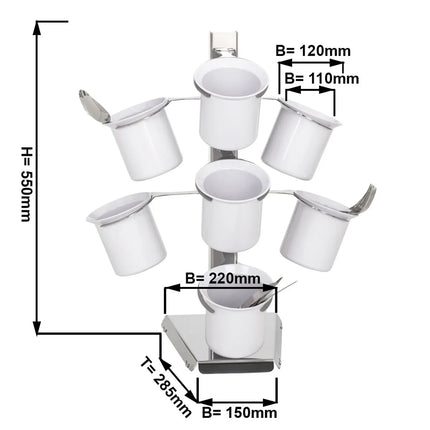 GGM Gastro Cutlery Tray - Ø 100mm - Stainless steel - with 7 shelves - with 7 compartments
