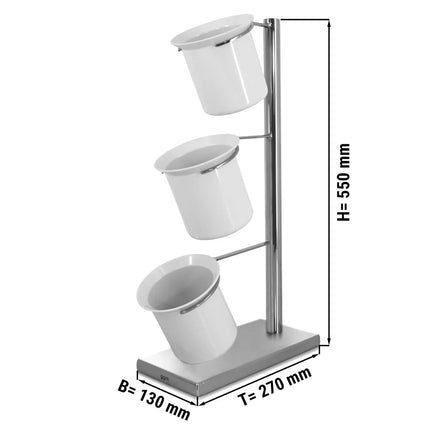 GGM Gastro Cutlery Tray - 130x270mm - Height: 550mm - Stainless steel - with 3x 1 shelves - with 3 compartments - Chrome