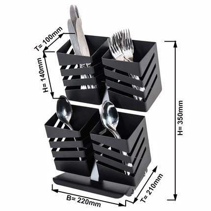 GGM Gastro Cutlery Tray - Stainless steel - with 4 compartments - Black