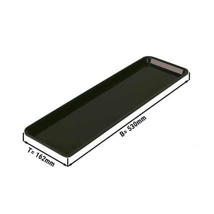 GGM Gastro Đĩa Phục Vụ Lớn - Nhựa - GN 2/4 - 530x162x20mm - Đen - Chữ Nhật