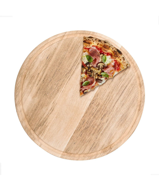 GGM Gastro Đĩa Pizza Phẳng - Gỗ - Ø340mm - Có Rãnh Hứng Nước