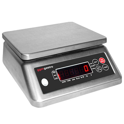 GGM Gastro Digital Kitchen Scale - Capacity: 6kg - Graduation: 2g - Platform: 225x190mm - IP67 Waterproof - Dual Display