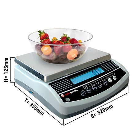 GGM Gastro Digital Kitchen Scale / Trade Approved Scale - Capacity: 3kg - Graduation: 1g - Platform: 300x235mm - IP44 Waterproof