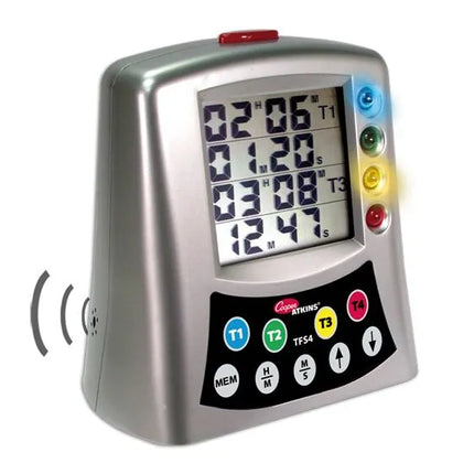 GGM Gastro Digital Timer – 4-channel programmable - 4 alarm tones - large LED display - food-safe - CE marked
