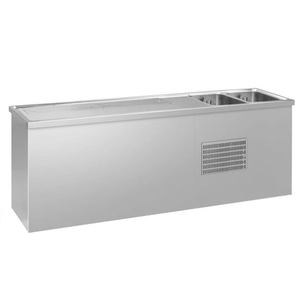 GGM Gastro Direct Draw Beer Dispenser / Kegerator 1 Glass Door + 6 Drawers PREMIUM – 2 sinks left - 2500×700 mm - 3 drip trays