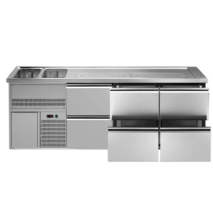 GGM Gastro Direct Draw Beer Dispenser / Kegerator 6 Drawers PREMIUM – 2 sinks left - 2500×700 mm - 3 drip trays