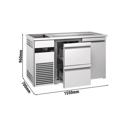 GGM Gastro Direct Draw Beer Dispenser / Kegerator PREMIUM - 1550x700mm - 1 Door & 2 Drawers