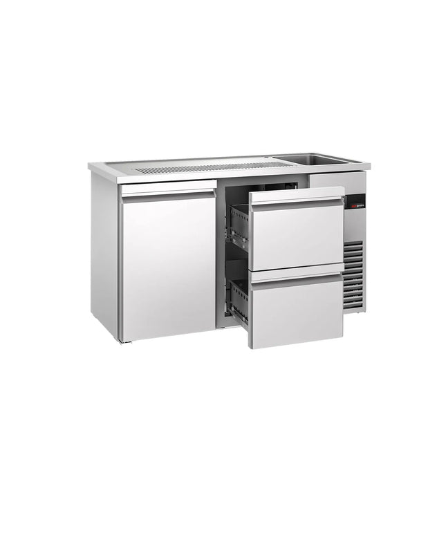 GGM Gastro Direct Draw Beer Dispenser / Kegerator PREMIUM - 1550x700mm - 1 Solid Door & 2 Drawers
