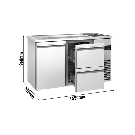 GGM Gastro Direct Draw Beer Dispenser / Kegerator PREMIUM - 1550x700mm - 1 Solid Door & 2 Drawers