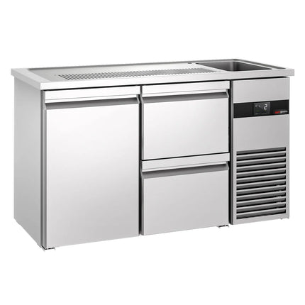 GGM Gastro Direct Draw Beer Dispenser / Kegerator PREMIUM - 1550x700mm - 1 Solid Door & 2 Drawers