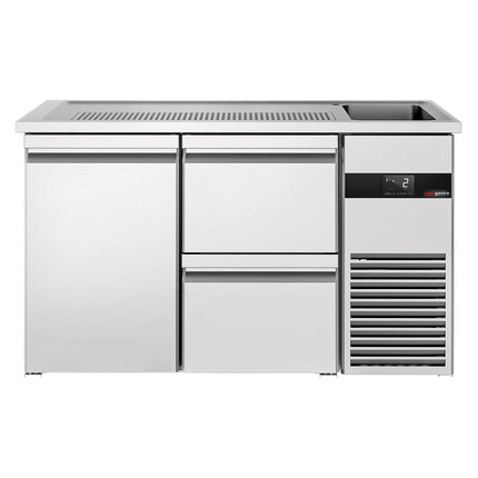GGM Gastro Direct Draw Beer Dispenser / Kegerator PREMIUM - 1550x700mm - 1 Solid Door & 2 Drawers