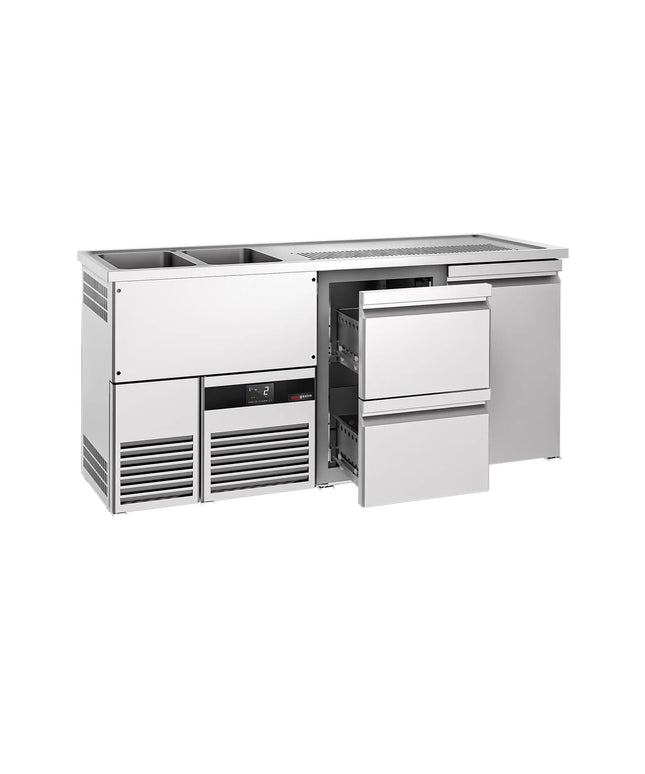 GGM Gastro Direct Draw Beer Dispenser / Kegerator PREMIUM - 1950x700mm - 1 Solid Door & 2 Drawers