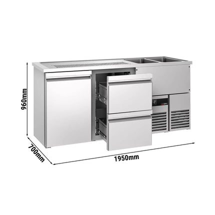 GGM Gastro Direct Draw Beer Dispenser / Kegerator PREMIUM - 1950x700mm - 1 Solid Door & 2 Drawers