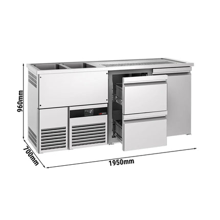 GGM Gastro Direct Draw Beer Dispenser / Kegerator PREMIUM - 1950x700mm - 1 Solid Door & 2 Drawers